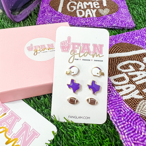 It's time to get ready for kick-off!  Show off your football fan status by accessorizing your Game Day look with our brand new team colored enamel stud game day earrings! Perfect size for ear stacking.  Great for all ages, the little ones will love wearing these as well!