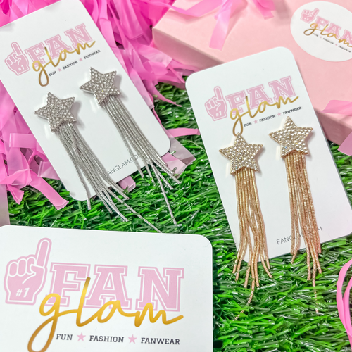 Hi Barbie!  Add a little sparkle and shine to your every day style with our new A Star Is Born Rhinestone Fringe Dangle Earrings!  Available in classic gold or silver it's the perfect show stopper in Barbie Land OR here in real life.
