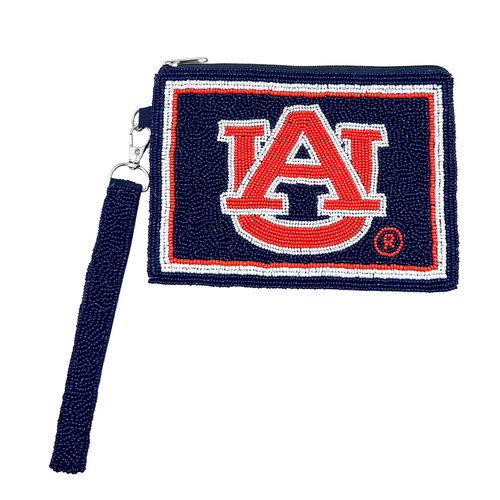 Be ready to stand up and yell, Hey War Eagle!  Be GLAM in the stands as you cheer on your Tigers and elevate your Game Day fit with our uniquely beaded AU wristlet!  Stadium sized approved!!  Wristlet features a secure zip closure that keeps your cash, credit cards, lipstick, keys + more safe at the game!