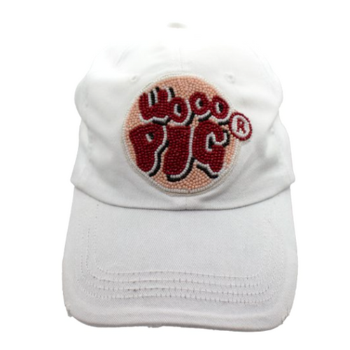 There's no better time to accessorize your Game Day look by proudly representing your University of Arkansas with this WHOOO PIG beaded ball cap. Let your cap be a testament to your love for the Razorbacks, as you cheer them on with every heartfelt "Wooo Pig!"
