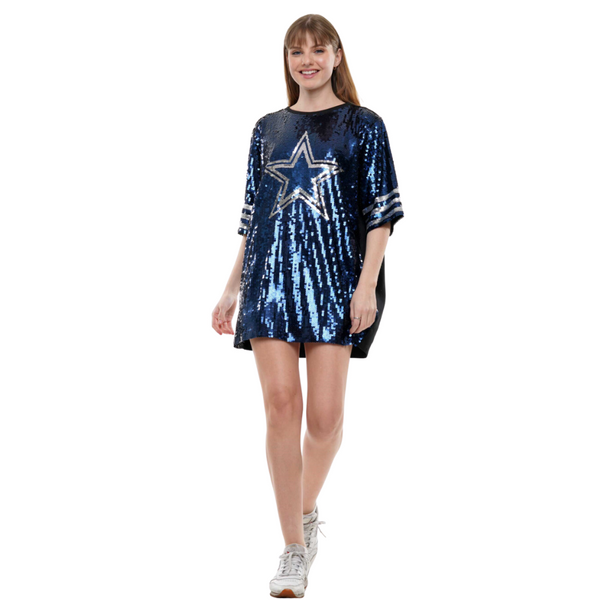 BIG STAR SEQUIN DRESS/TUNIC/TOP - NAVY/SILVER BIG STAR SEQUIN DRESS/TUNIC/TOP - NAVY/SILVER
