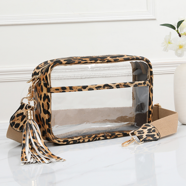 Erin Condren Leopard Clear Crossbody Stadium Bag