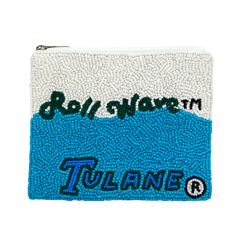 A One, A Two, A Helluva Hullabaloo, It's Time To Fear The Green Wave.  Elevate your tailgate glam by accessorizing your Game Day look with our uniquely beaded Tulane zip coin bag.  Featuring a secure zip closure that keeps your cash, credit cards, lipstick, keys + more safe at the game!