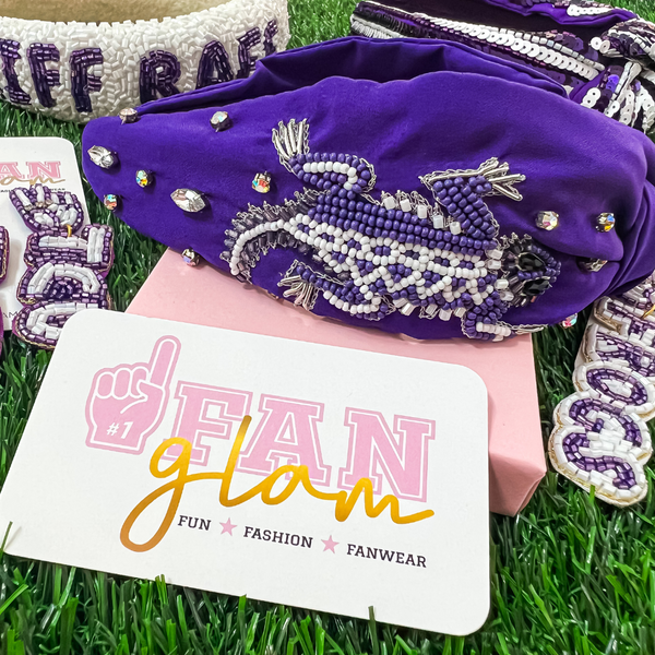 TCU Frogs Embroidered Headband - Purple & White TCU: Frogs Script Pinstripe Big Bang Lite Headband main image 4