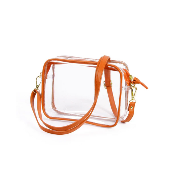 Half Moon Crossbody - Burnt Orange and Clear