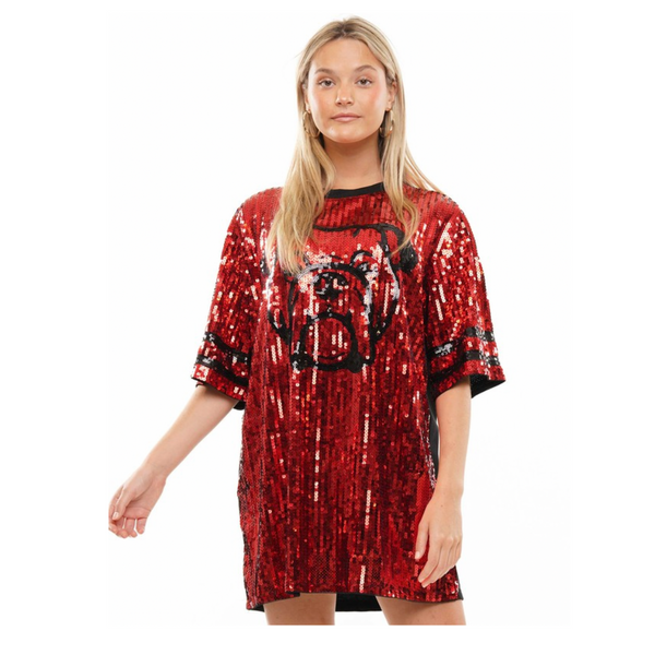sequin bulldog dress GAME DAY SEQUIN BULLDOG DRESS/TUNIC/TOP