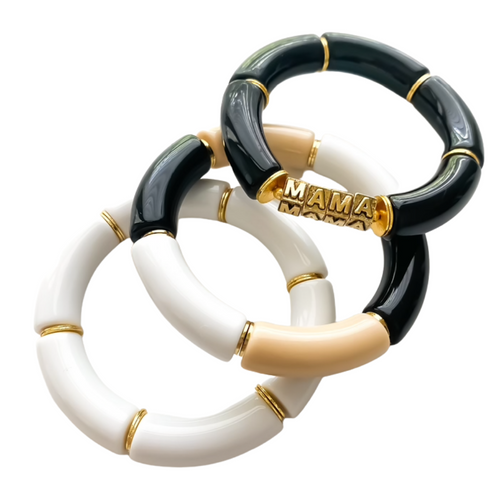 Take your Squad Stack to the next level with a classic twist!  Elevate your stack by adding gold accent discs between each bead.  We love how the littlest details make all the difference!  Purchase as pictured OR custom create your own favorite color combo!