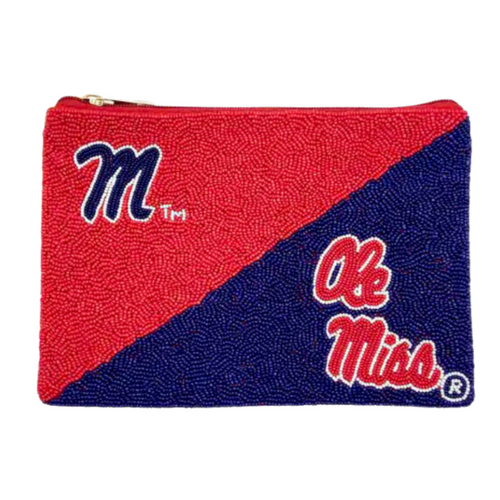 Are You Ready?! Hell, yeah! Damn Right! Hotty Toddy, Gosh Almighty We've Got Your Game Day Glam That's Right! Rebels, It's time to elevate your Game Day ensemble with our uniquely beaded Ole Miss Zipper Top Bag.