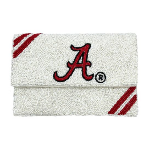 Roll Tide Roll. Bama fans there's no better time to elevate your tailgate glam by accessorizing your Game Day look with our "A" beaded clutch.