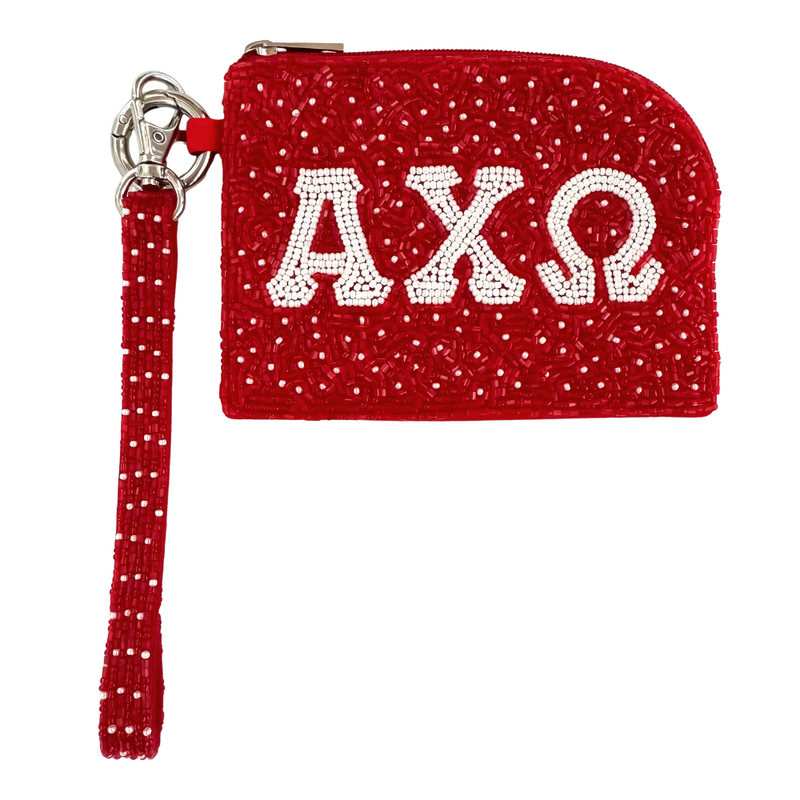 Show your sisterhood spirit in style with our exclusive Alpha Chi Omega Beaded Bracelet Bag! Designed to be worn on your wrist or clipped to your favorite bag, this lightweight and eye-catching accessory is perfect for any greek event! From Bid Day to Big/Little reveal, it's the perfect way to show off your letters with pride!