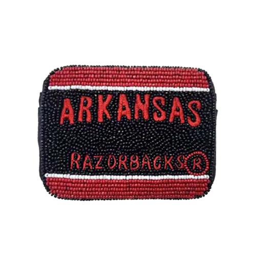 There's no better time to accessorize your Game Day look and elevate your clear bag status with this ARKANSAS RAZORBACKS credit card holder.