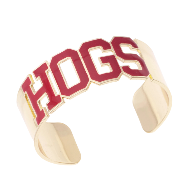 College Jewelry: ARKANSAS RAZORBACKS HOGS VARSITY OUTLINE CUFF- Fan Glam