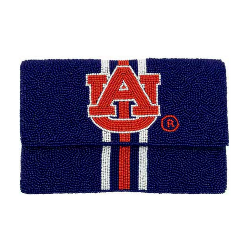 Get ready to stand up and yell, Hey War Eagle!  Be GLAM in the stands as you cheer on your Tigers and elevate your Game Day fit with our uniquely beaded AU mini clutch.  Stadium sized approved!!  Our Mini clutch features a secure snap closure that keeps your cash, credit cards, lipstick, keys + more safe at the game!