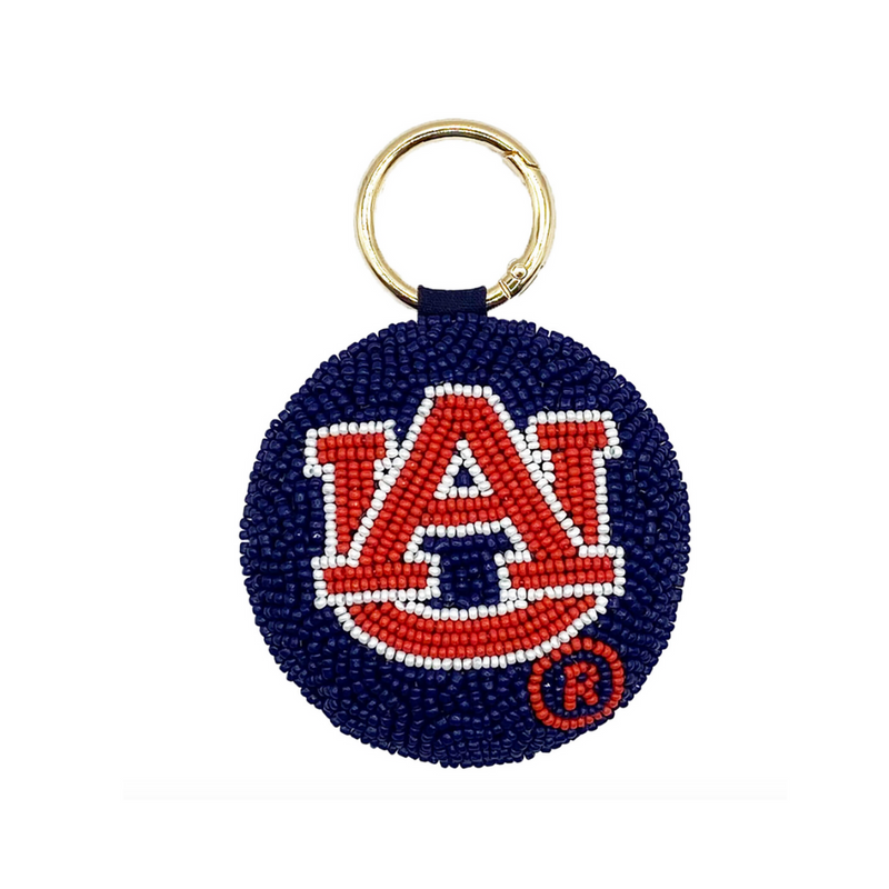 Be ready to stand up and yell, Hey War Eagle!  Be glam in the stands when you elevate your clear bag status and accessorize your Game Day look with our Auburn University beaded key chain / bag charm