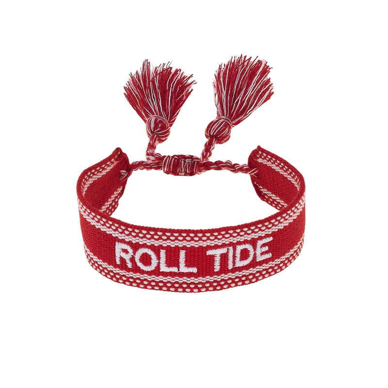 Add a fun and spirited touch to your game day stack with this Alabama Crimson Tide Woven Tassel Bracelet. Lightweight and vibrant, it’s designed to catch eyes while showing off your team spirit. Adjustable for a comfortable fit, this playful bracelet is a stylish way to celebrate your Crimson Tide pride all season long.