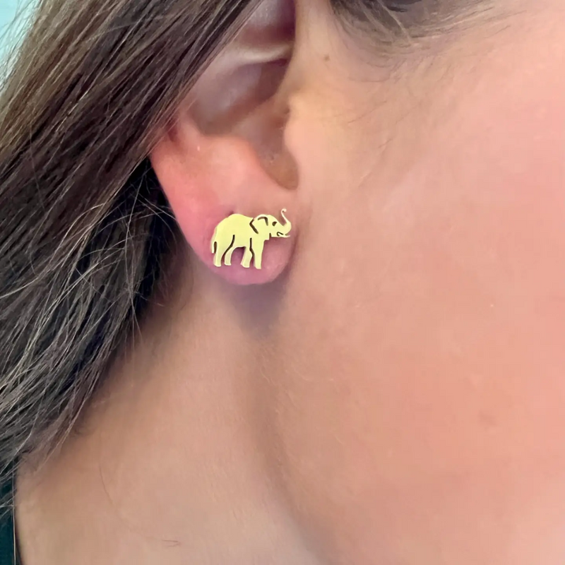 Alabama Crimson Tide Elephant Gold Stud Earrings