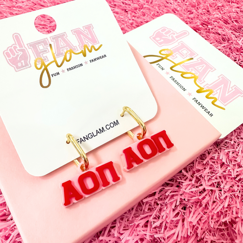 Wear your letters. Live your legacy. Love your style.

Add a little charm to your everyday look with our Alpha Omicron Pi Charmed Life Huggies! Featuring your Greek Letters in a bold yet dainty way, these lightweight huggie hoops are perfect for every moment, and made to celebrate your chapter all semester long.