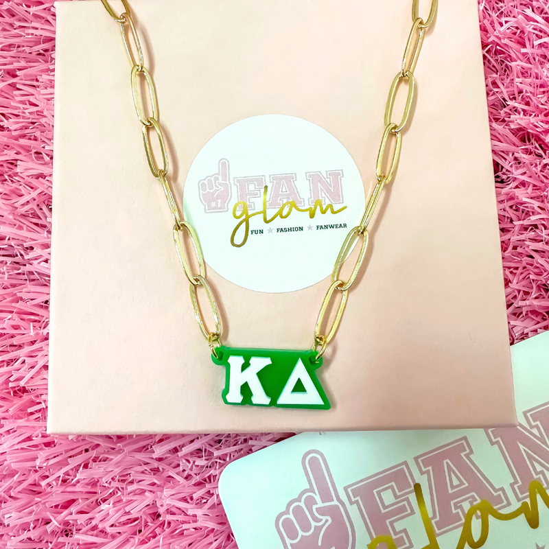 Wear your letters. Live your legacy. Love your style.

Add a little charm to your everyday look with our Kappa Delta Charmed Life Necklace! Featuring your Greek letters in a bold yet delicate design, this lightweight necklace is perfect for layering or wearing solo. It's the perfect touch of sparkle to celebrate your chapter all semester long!
