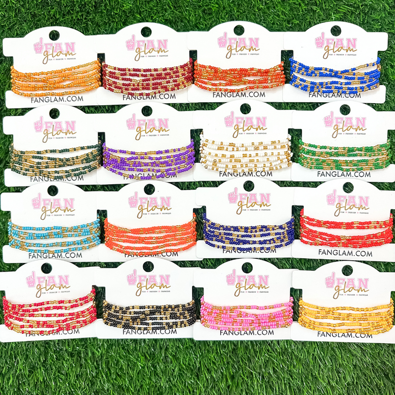 We've Got You STACKED!&nbsp; Take your team spirit to the next level.

Our Sideline Shine Stretchy Stack is the perfect match for everything from everyday outfits to game day glam. This stack of six bold bracelets adds the perfect touch of sparkle and spirit while you cheer from the sidelines or stands!