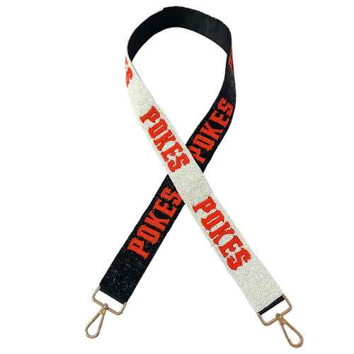 Let's Go Pokes!&nbsp; It's game time&nbsp;in&nbsp;Stilly&nbsp;and we're here to help&nbsp;elevate your Game Day GLAM! &nbsp;Cheer your Cowboys on in style, by accessorizing&nbsp;your clear bag&nbsp;with our new Go Pokes beaded bag strap.

Featuring a&nbsp;secure classic gold clasp closure.