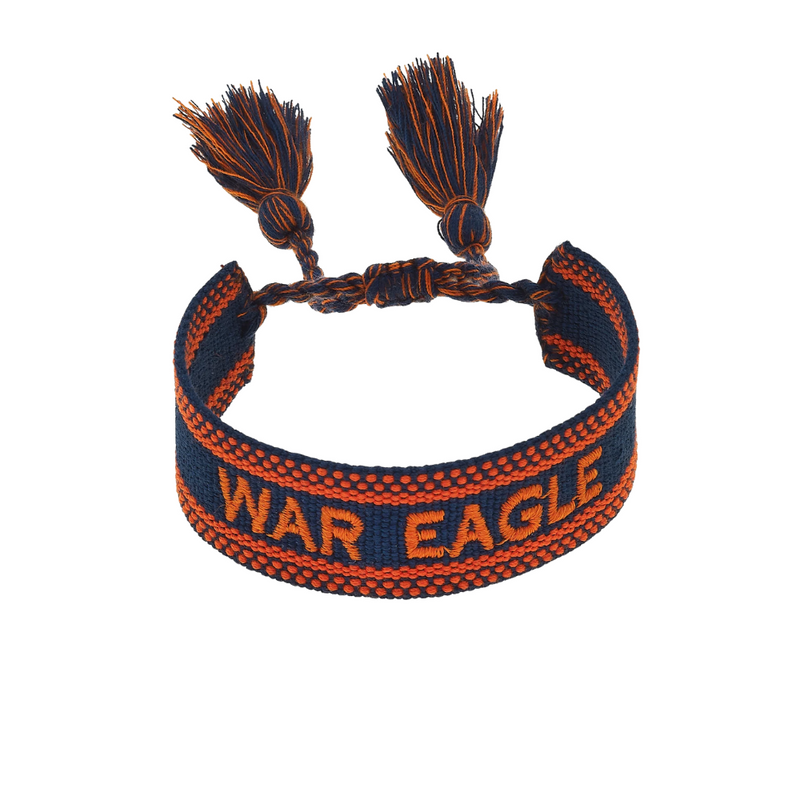Show off your Auburn pride with this lively Woven Tassel Bracelet! Lightweight and full of character, it’s the perfect accessory to add a pop of team spirit to any outfit. Whether you're cheering from the stands or hanging out with friends, this bracelet keeps your game day look fun and fearless.