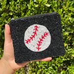 Hey Batter Batter... Show your love for the game when accessorizing your Game Day look with this one-of-a-kind beaded baseball zip coin bag!   The perfect accessory to coordinate with your ball park ensemble.  THE perfect sized Game Day colored pouch to fit your cash, credit card, lipstick, keys + MORE!