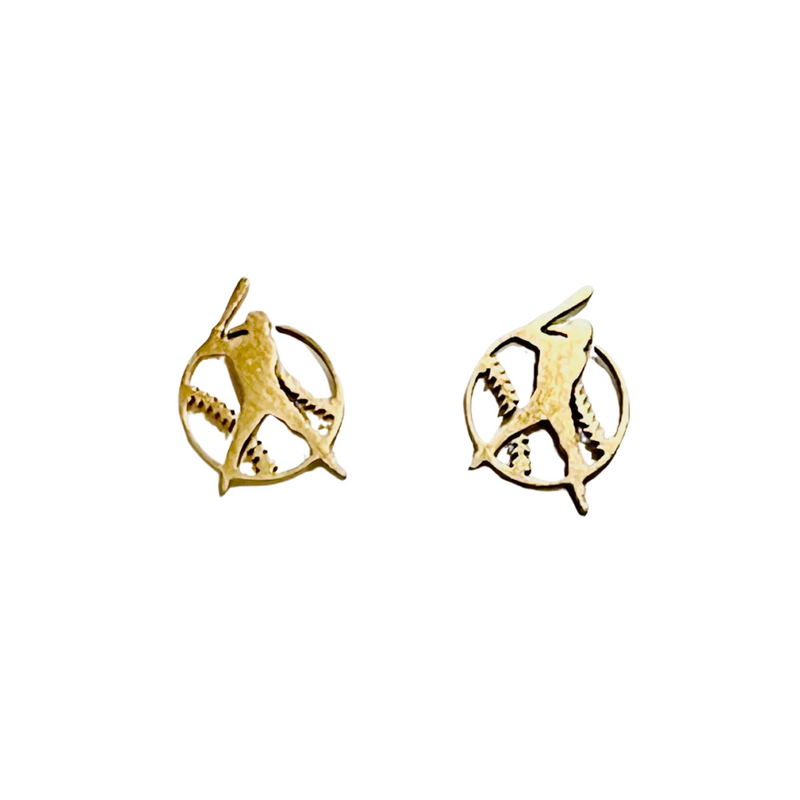 BASEBALL PLAYER GOLD STUD EARRINGS