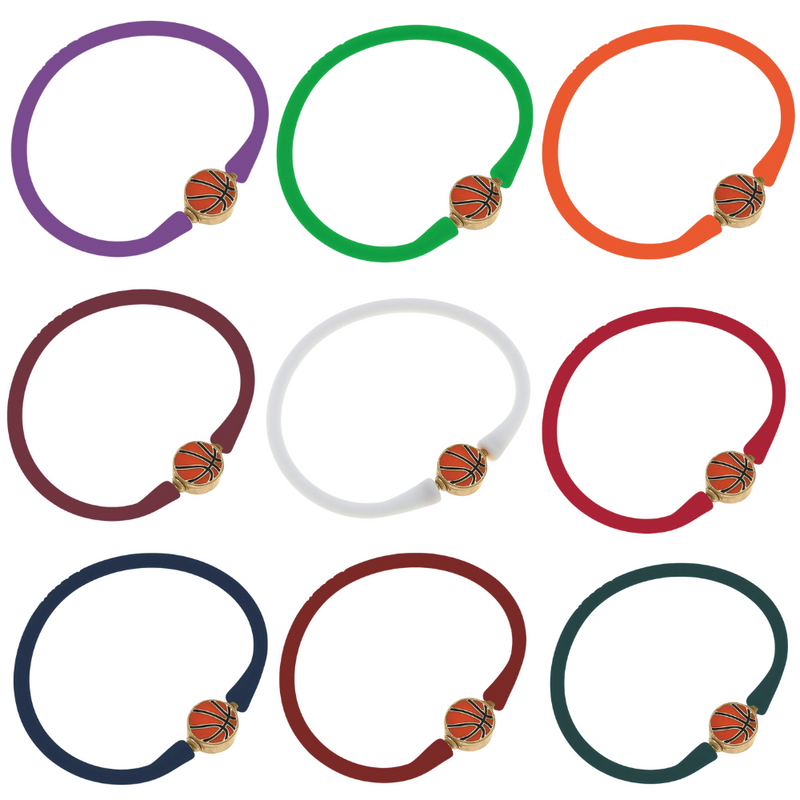 BASKETBALL ENAMEL SILICONE WATER RESISTANT BRACELET - 10 COLORS