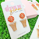 Be The Baller On The Sidelines When Wearing Our New Set of 2 Basketball Rhinestone and Metal Net Stud&nbsp; Earrings. &nbsp;Light weight and sport + chic, you'll be ready for game time!