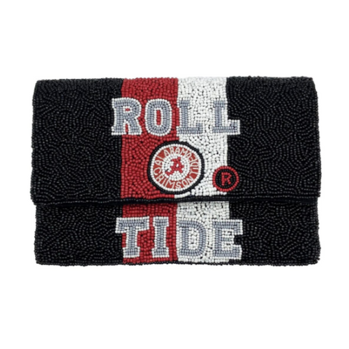 Roll Tide Roll. Bama fans there's no better time to elevate your tailgate glam by accessorizing your Game Day look with our Roll Tide beaded clutch.