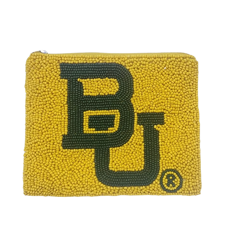 Sic 'Em Bears, it's GameDay in Bear Country and there's no better time to accessorize your Game Day look.  Elevate your GameDay status when styling your clear bag with our beaded BUcollegiate zip coin bag.  Stadium sized approved!!  Coin bag features a secure zip closure that keeps your cash, credit cards, lipstick, keys + more safe at the game!