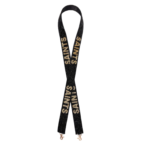 Let's Go Saints!&nbsp; It's game time&nbsp;and we're here to help&nbsp;elevate your Game Day GLAM! &nbsp;Cheer your team on in style, by accessorizing your clear bag with our new SAINTS Black and Gold beaded bag strap.

Featuring a&nbsp;secure classic gold clasp closure.
