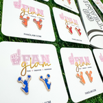 Eat, Sleep, Cheer, Repeat!&nbsp; Elevate your GameDay Glam with our new Cheerleader stud earrings.&nbsp; These dual colored studs are the perfect pop of color for game time! Super lightweight and comfortable, you will forget you have them on.