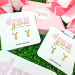 CHEERLEADER METAL STUD EARRINGS