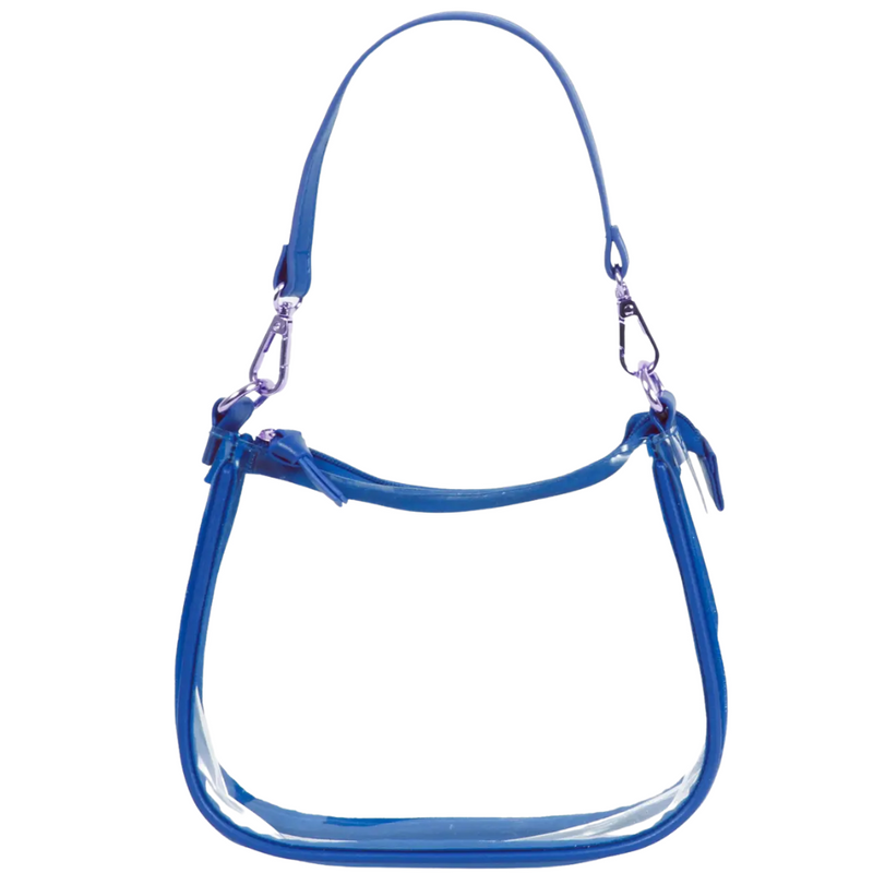 Our new Clara Clear Bag perfectly blends function and fashion, meeting stadium regulations with a chic design. It features a durable PVC body, secure zipper closure, and two interchangeable straps, keeping your essentials stylish and secure on game day.&nbsp;