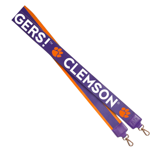 There's no better time to elevate your clear bag status by accessorizing your Game Day clear bag look with our dual sided strap in Clemson colors! Choose your look with either the striped side or cheer on your team with GO TIGERS/CLEMSON!