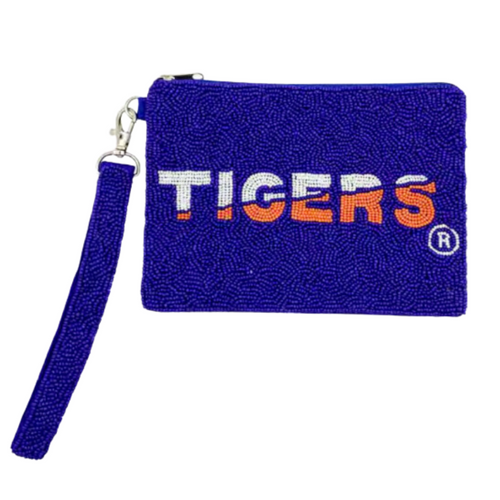 FIGHT Tigers! FIGHT Tigers! FIGHT FIGHT FIGHT! It's time to cheer on your Tigers and elevate your tailgate glam by accessorizing your Game Day look with our uniquely beaded Tigers wristlet!