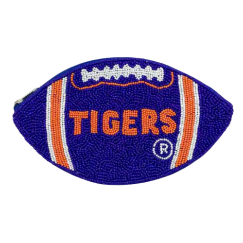 FIGHT Tigers! FIGHT Tigers! FIGHT FIGHT FIGHT! It's time to cheer on your Tigers and elevate your tailgate glam by accessorizing your Game Day look with our uniquely beaded Tigers football zip coin bag.