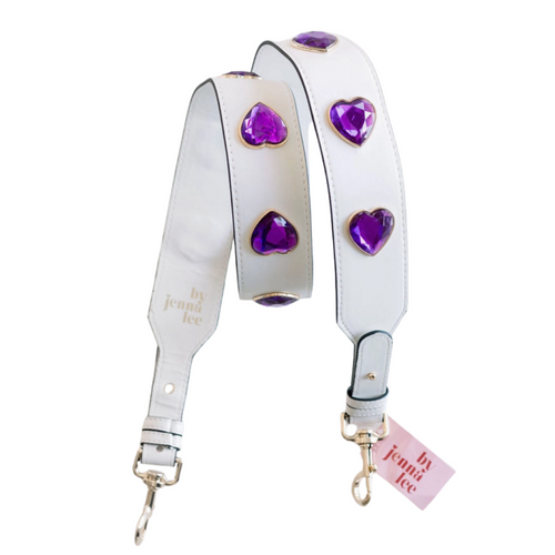 It's time to show your favorite team some love with this new Leather Crystal Heart Game Day Bag Strap! Pair it with a cute clear stadium bag and get to the game!