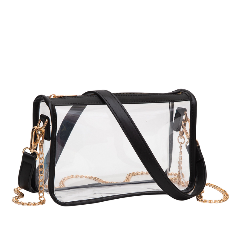 Classic + Chic our Coco Clear crossbody zip bag will be a New Fan Favorite!&nbsp; Featuring a clear PVC body, trimmed in fifteen different colors!&nbsp; Comfortable and roomy, this bag is perfect for the GameDay girl who likes to come prepared!