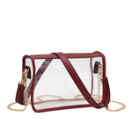 Classic + Chic our Coco Clear crossbody zip bag will be a New Fan Favorite!&nbsp; Featuring a clear PVC body, trimmed in fifteen different colors!&nbsp; Comfortable and roomy, this bag is perfect for the GameDay girl who likes to come prepared!