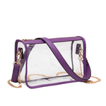 Classic + Chic our Coco Clear crossbody zip bag will be a New Fan Favorite!&nbsp; Featuring a clear PVC body, trimmed in fifteen different colors!&nbsp; Comfortable and roomy, this bag is perfect for the GameDay girl who likes to come prepared!