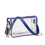 Classic + Chic our Coco Clear crossbody zip bag will be a New Fan Favorite!&nbsp; Featuring a clear PVC body, trimmed in fifteen different colors!&nbsp; Comfortable and roomy, this bag is perfect for the GameDay girl who likes to come prepared!