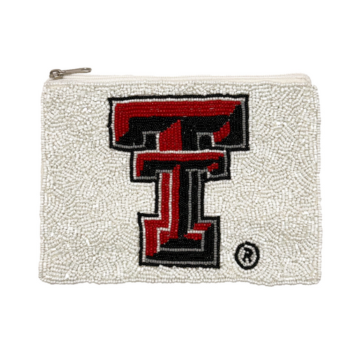 Raider Power!  Saturdays In Lubbock Are For Tortilla Tossing + Guns Up!  Wreck 'Em Tech Fans, by Elevating your Game Day clear bag status when accessorizing your look with our uniquely beaded Double T Texas Tech Zip Coin Bag.  Stadium sized approved!!  Coin bag features a secure zip closure that keeps your cash, credit cards, lipstick, keys + more safe at the game!