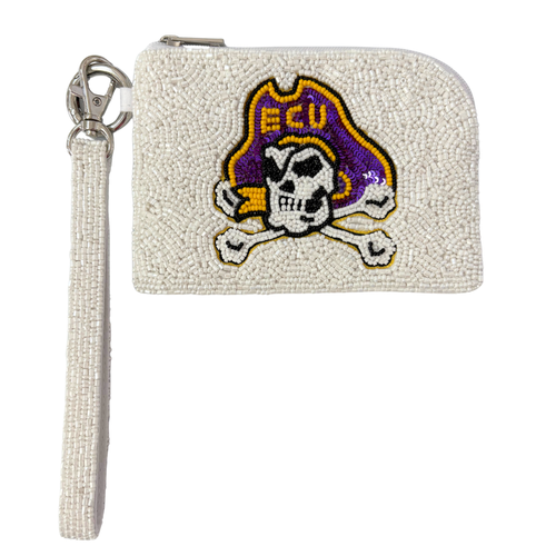 Elevate your clear bag status and show off your Jolly Roger spirit in style! Our unique ECU Beaded Bag Bracelet is the ultimate Game Day accessory.

Designed as our most versatile coin bag, it can be worn on your wrist as a statement piece or used to organize your essentials inside your favorite clear bag. Lightweight, eye-catching, and full of team pride, this is the perfect grab-and-go piece for every game day event!