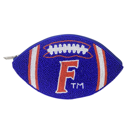 So give a cheer for the Orange + Blue! It's Game Day in The Swamp and there's no better time to accessorize your Game Day look. Elevate your clear bag status when styling your bag with our uniquely beaded UF Football coin bag.