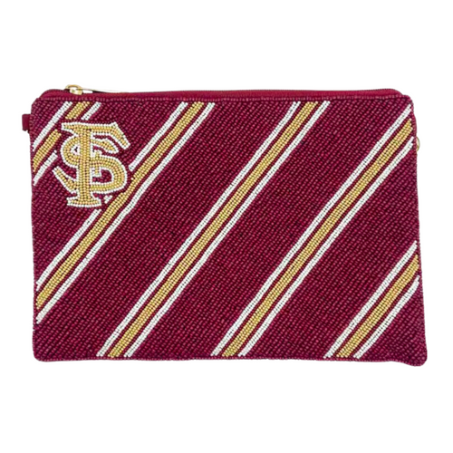 Saturdays just got better! Show off your Seminoles spirit when accessorizing your Game Day look with our uniquely beaded Seminoles beaded zipper top bag.