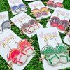 FOOTBALL HELMET GOLD GLITTER METAL RHINESTONE DANGLES - 9 COLORS