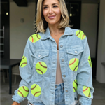 Get ready to shine on game day with our Light Blue Corduroy Softball Jacket! This lightweight, cozy jacket combines comfort and style, perfect for those cool spring days at the ballpark. Its soft corduroy fabric and cheerful color make it a standout piece whether you're cheering from the bleachers or hanging out after the game. Add a playful pop to your outfit and show your love for the game with this must-have Live Love Gameday jacket!