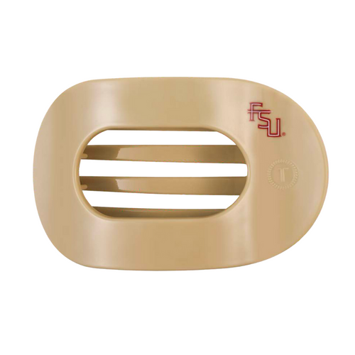 Unwind and relax with the new TELETIES Flat Round Hair Clip! Designed with the same innovative material that is nearly unbreakable, this clip is perfect for lying down, doing yoga or simply laying back without discomfort.&nbsp;Hold your hair and enhance your style with the new Florida State University TELETIES Clip! Go Noles!&nbsp;&nbsp;